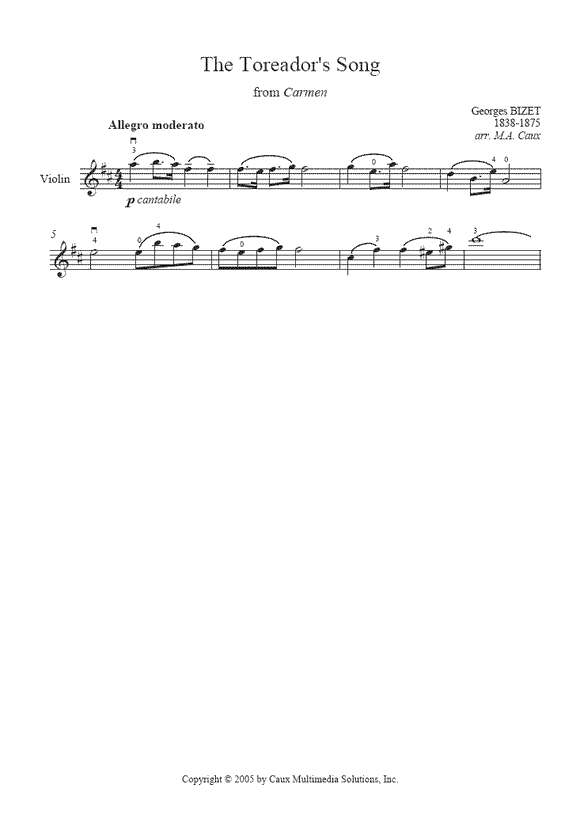 Bizet : Toreador's Song - Violin