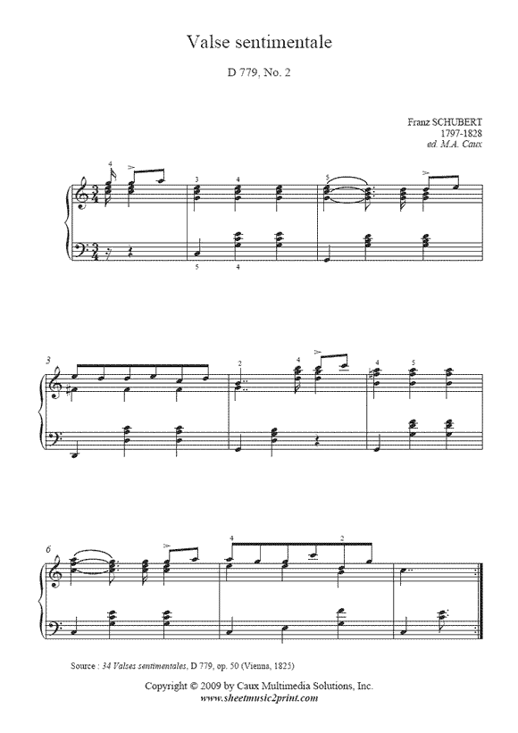 Schubert : Valse sentimentale D 779, No. 2