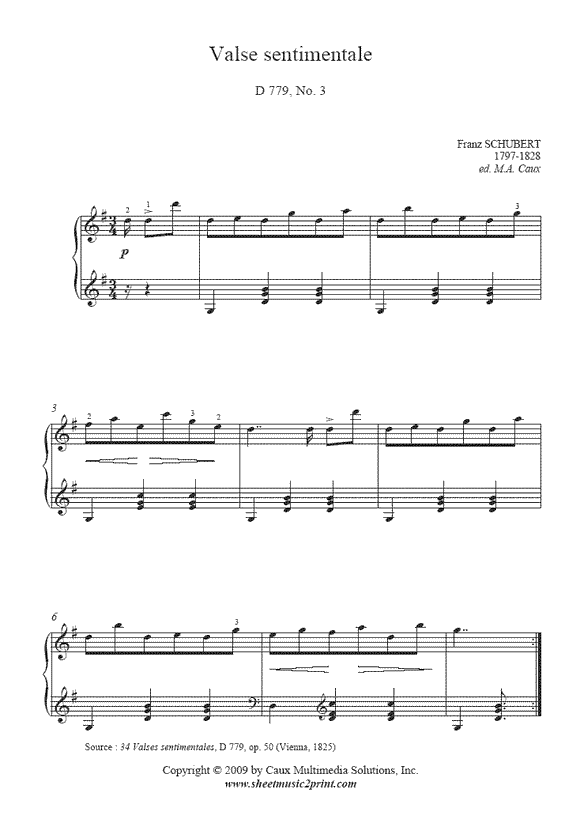 Schubert : Valse sentimentale D 779, No. 3