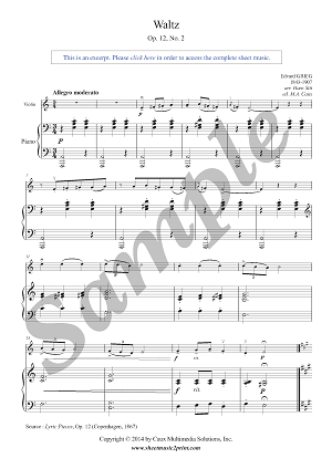 Grieg : Waltz Op. 12, No. 2 - Violin
