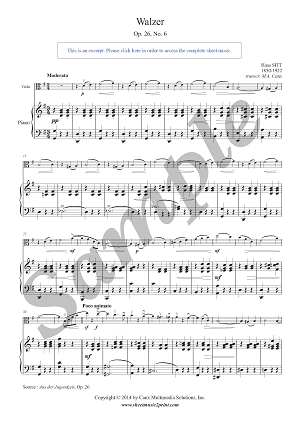 Sitt : Waltz Op. 26, No. 6 - Viola