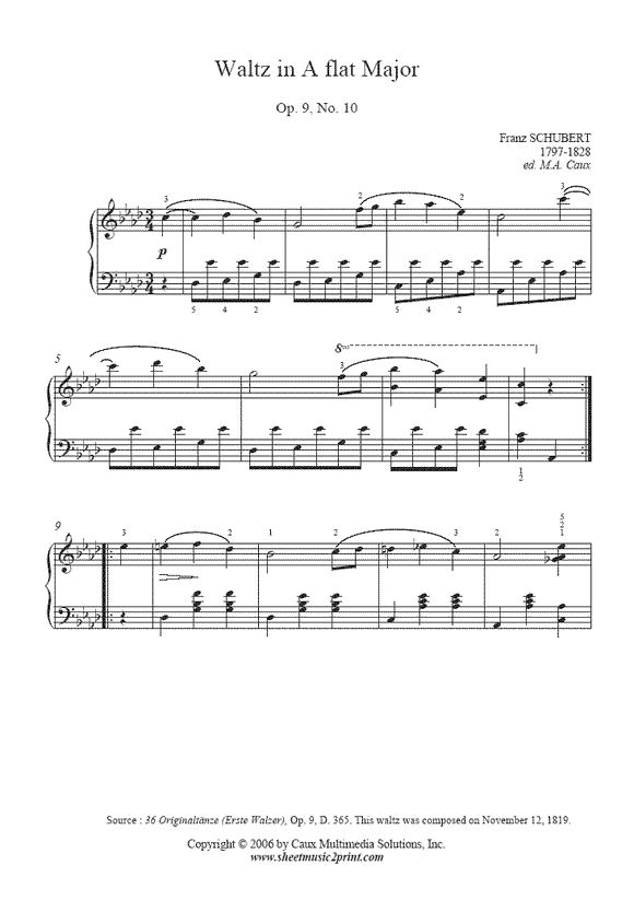 Schubert : Waltz D 365, No. 10