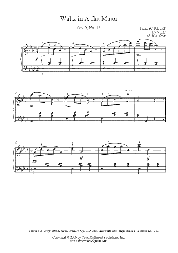 Schubert : Waltz D 365, No. 12