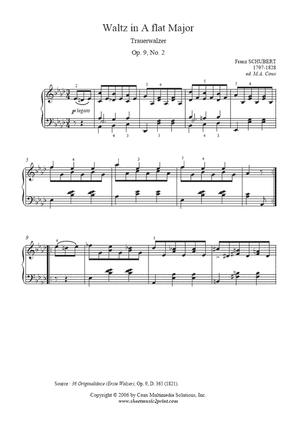 Schubert : Waltz D 365, No. 2