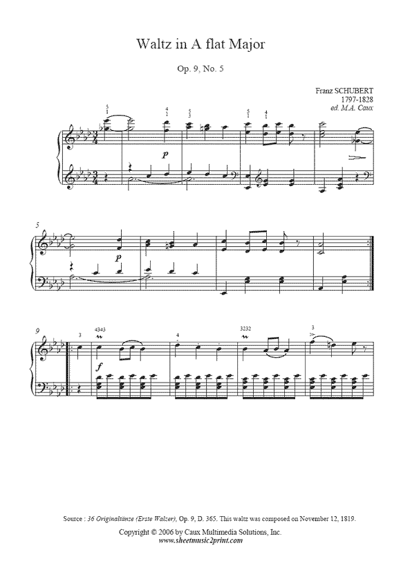 Schubert : Waltz D 365, No. 5