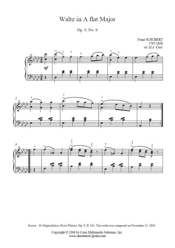 Schubert : Waltz D 365, No. 6