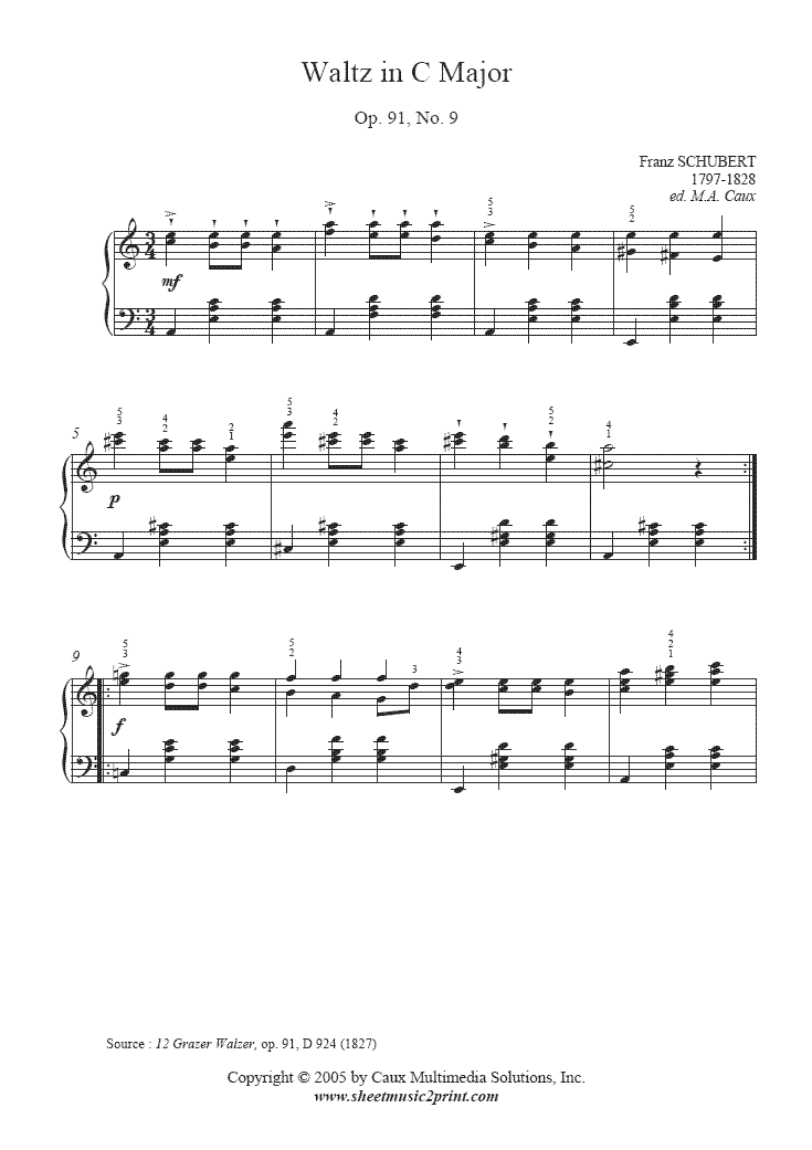 Schubert : Waltz D 924, No. 9 – Sheetmusic2print