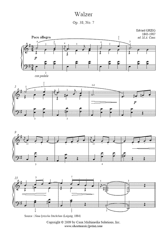 Grieg : Walzer Op. 38, No. 7