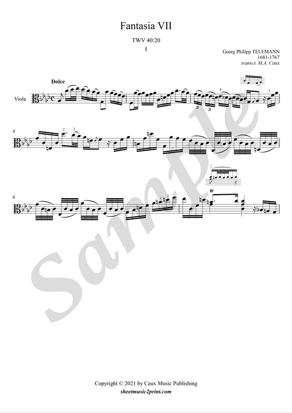 Telemann Fantasia 7 TWV 40:20 for viola