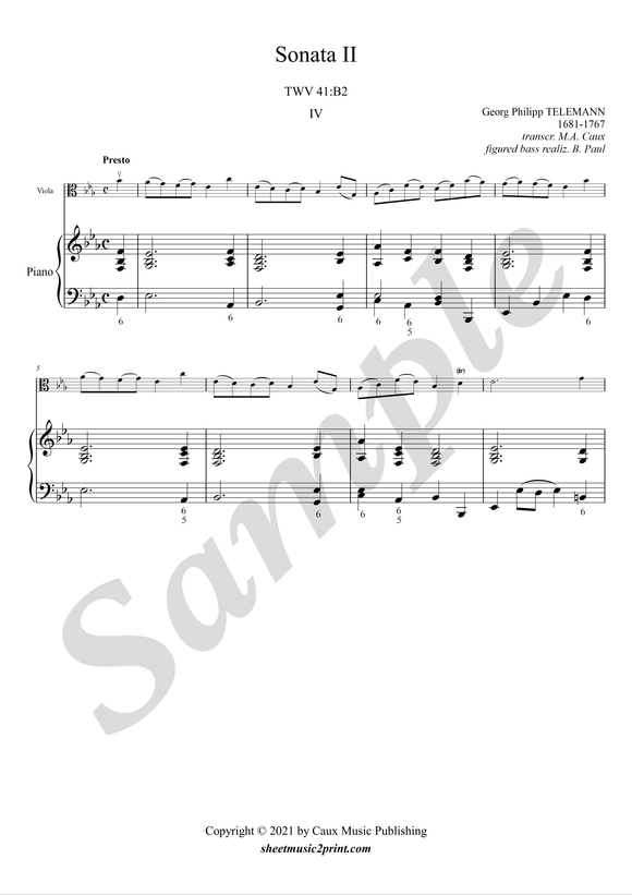 Telemann Viola Sonatina TWV 41:B2 Presto