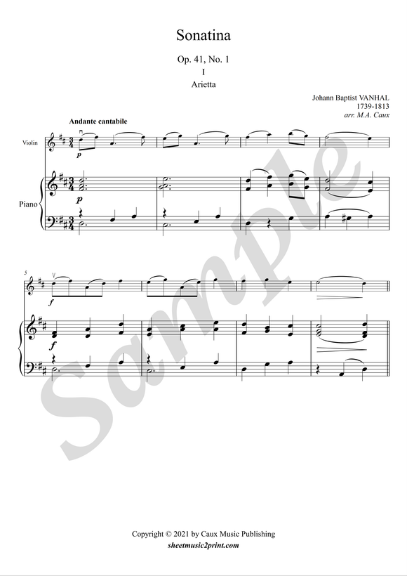 Vanhal Sonatina op. 41, no. 1 - Violin