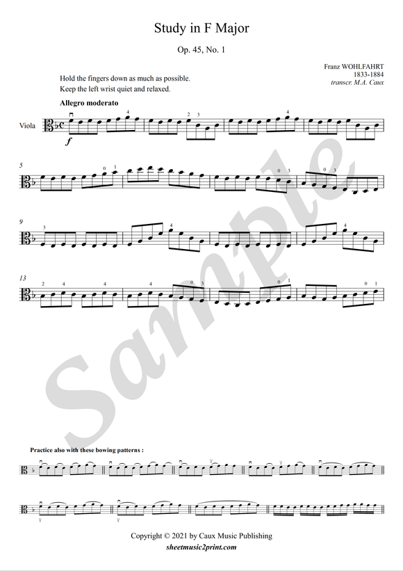 Wohlfahrt viola : Study op. 45, no. 1