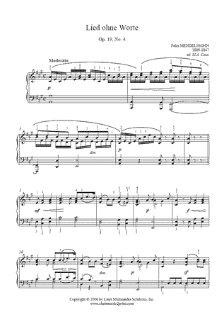 Lied ohne Worte, Op. 19, No. 4