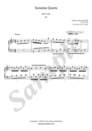 Sonatina Quarta, KWV 804 (3/3 : Vivace) -- Urtext
