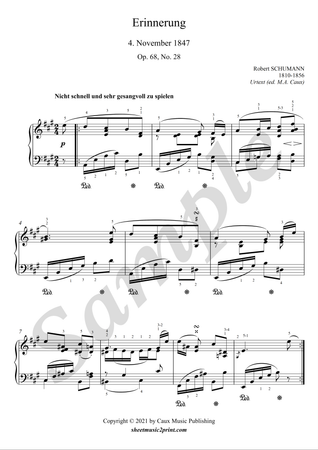 Erinnerung, op. 68, no. 28 -- Urtext