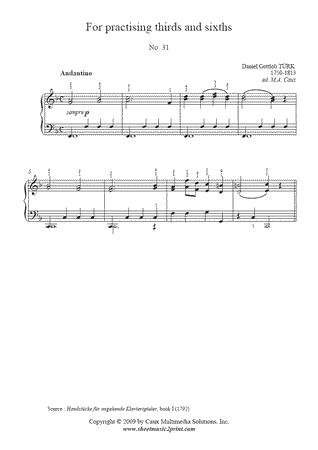 For practising thirds and sixths, Book I, No. 31