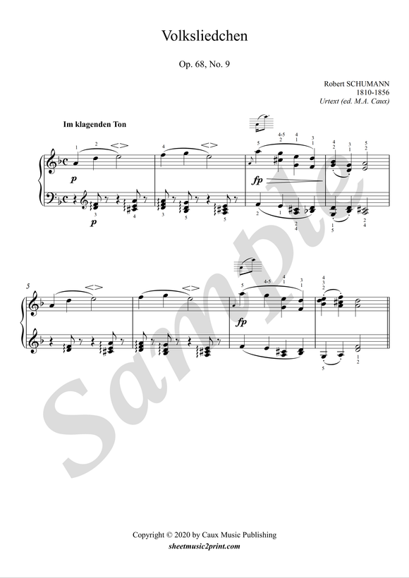 Schumann : Folk Song, op. 68, no. 9