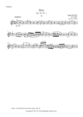 Duo in D Major, Op. 48, No. 1 (II : Andante)