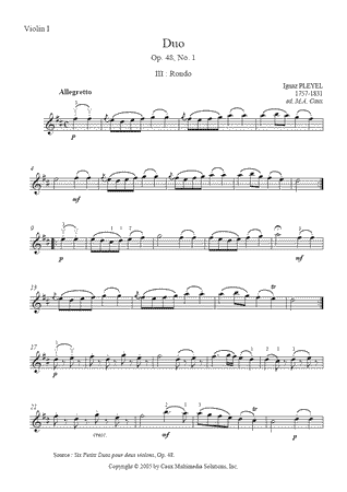 Duo in D Major, Op. 48, No. 1 (III : Rondo)
