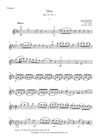 Duo in D Major, Op. 48, No. 1 (I : Allegro)