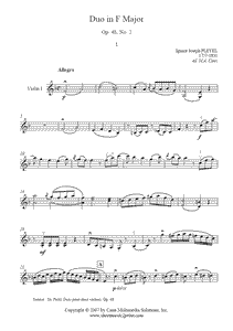 Pleyel : Duo Op. 48, No. 2 (I)