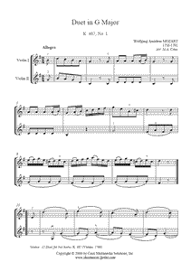 Mozart : Duo K 487, No. 1 - Violin Duet