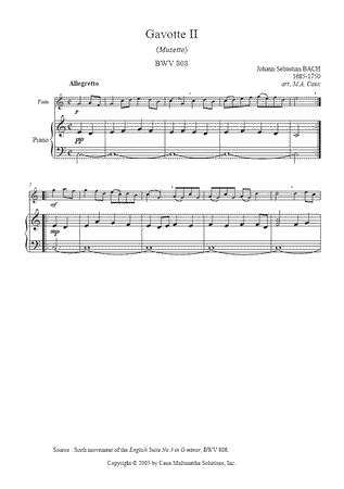 English Suite BWV 808 (VI : Gavotte II)