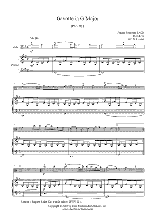 English Suite BWV 811 (VII : Gavotte II)