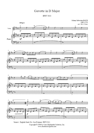 English Suite BWV 811 (VII : Gavotte II)