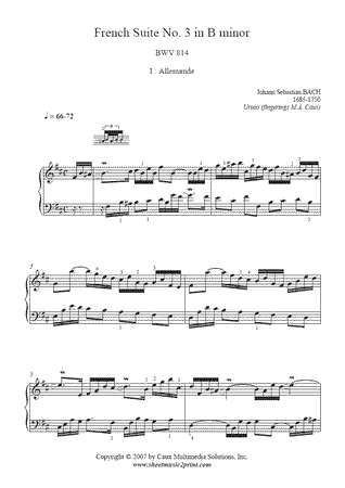 French Suite BWV 814 (I : Allemande) -- Urtext