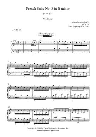 French Suite BWV 814 (VI : Gigue) -- Urtext
