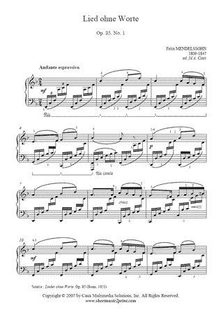 Song Without Words in F Major, Op. 85, No. 1