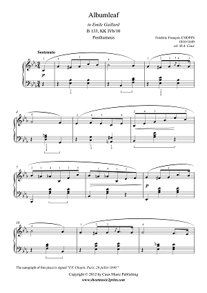 Albumleaf Sostenuto B 133 (Posthumous)