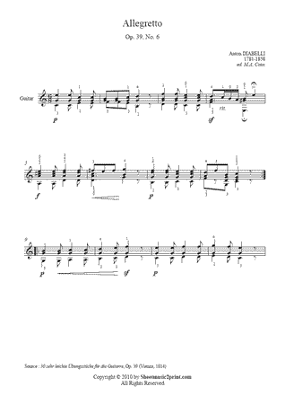 Allegretto in C Major, Op. 39, No. 6