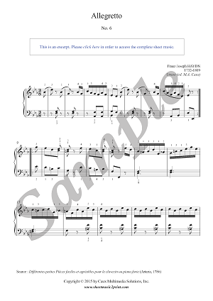 Haydn : Allegretto in E flat Major, No. 6