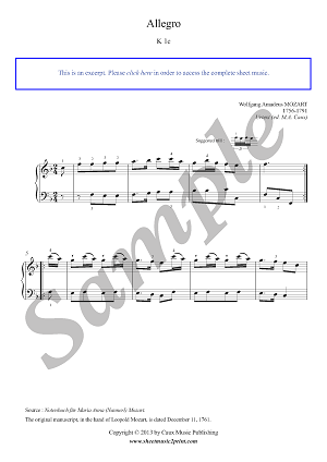 Allegro in F Major, K 1c -- Urtext
