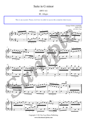 Suite in G minor, HWV 432 (3/6 : Allegro)