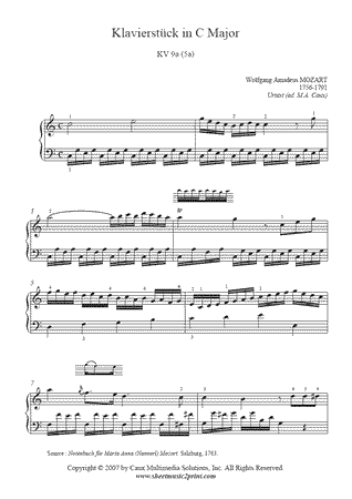 Allegro in C Major, K 9a (5a) -- Urtext