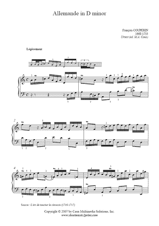 Allemande in D minor -- Urtext