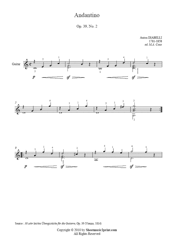 Diabelli : Andantino Op. 39, No. 2