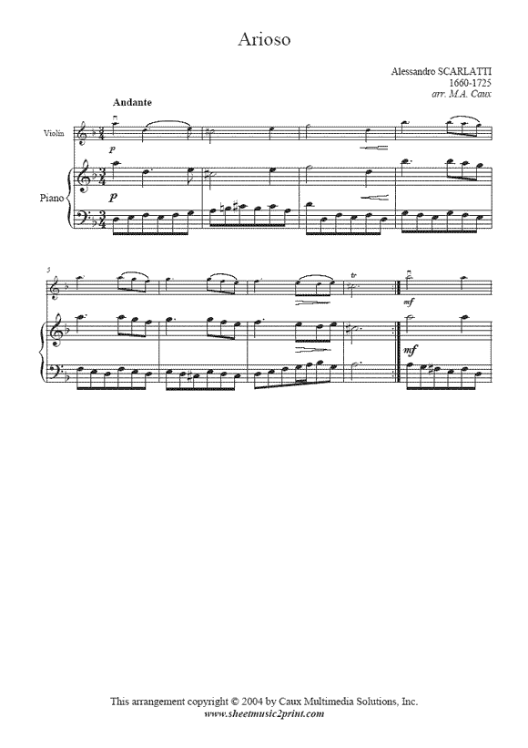 Scarlatti : Arioso - Violin