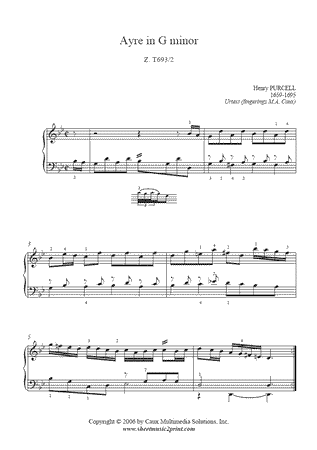 Ayre in G minor, Z. T693/2 -- Urtext
