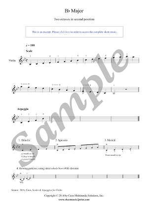 Violin : B flat Major Scale & Arpeggio - Grade 3 – Sheetmusic2print