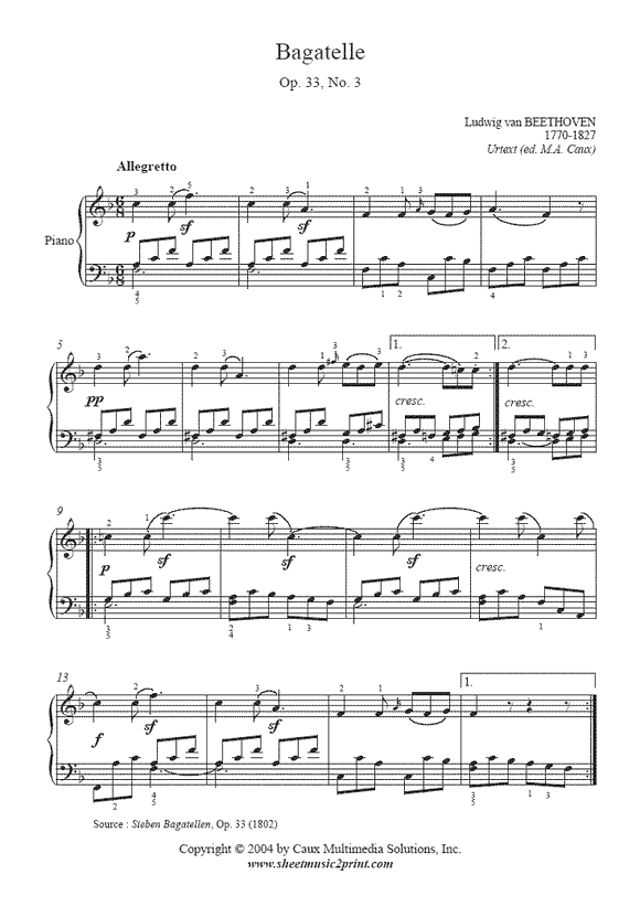 Beethoven : Bagatelle Opus 33, No. 3