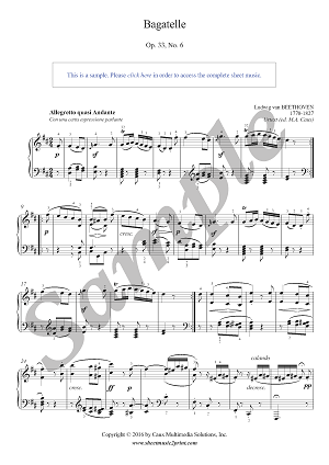 Beethoven : Bagatelle Opus 33, No. 6