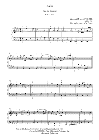 Bist du bei mir, BWV 508 -- Urtext