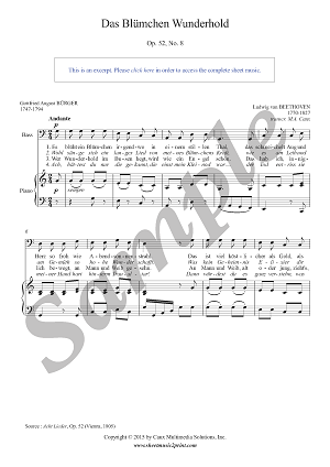 Beethoven : Das Blümchen Wunderhold, Op. 52, No. 8 - Bass