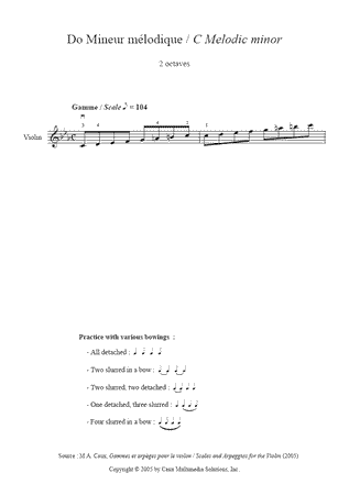 C Melodic minor Scale and Arpeggio