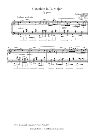 Cantabile in B flat Major, Op. Posth. B84, KK IVb/6