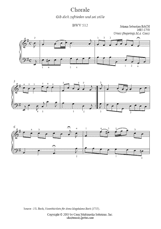 Chorale in E minor, BWV 512 -- Urtext
